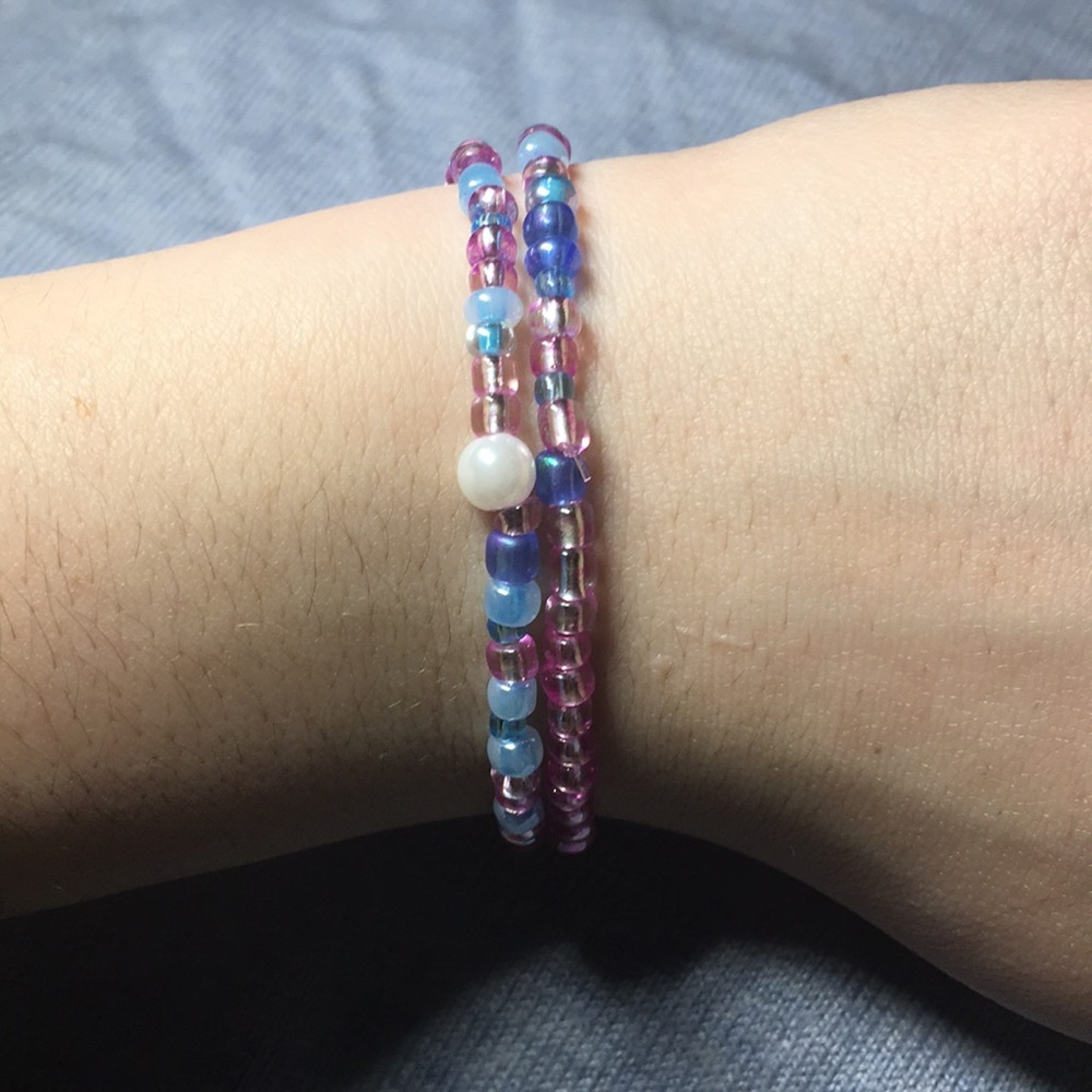 Marble Beaded Choker - Pink and Blue - Picture 4 of 4